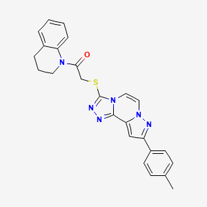 molecular formula C25H22N6OS B11268203 1-(3,4-dihydroquinolin-1(2H)-yl)-2-((9-(p-tolyl)pyrazolo[1,5-a][1,2,4]triazolo[3,4-c]pyrazin-3-yl)thio)ethanone 