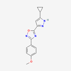 molecular formula C15H14N4O2 B11268238 5-(3-cyclopropyl-1H-pyrazol-5-yl)-3-(4-methoxyphenyl)-1,2,4-oxadiazole 