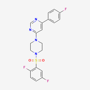 molecular formula C20H17F3N4O2S B11268267 4-[4-(2,5-Difluorobenzenesulfonyl)piperazin-1-YL]-6-(4-fluorophenyl)pyrimidine 