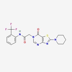 molecular formula C19H18F3N5O2S B11268314 2-[7-oxo-2-(piperidin-1-yl)[1,3]thiazolo[4,5-d]pyrimidin-6(7H)-yl]-N-[2-(trifluoromethyl)phenyl]acetamide 