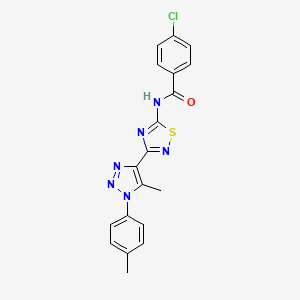 4-chloro-N-{3-[5-methyl-1-(4-methylphenyl)-1H-1,2,3-triazol-4-yl]-1,2,4-thiadiazol-5-yl}benzamide