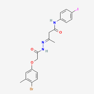 molecular formula C19H19BrIN3O3 B11268371 (3E)-3-{2-[(4-bromo-3-methylphenoxy)acetyl]hydrazinylidene}-N-(4-iodophenyl)butanamide 