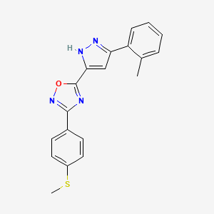 5-[3-(2-methylphenyl)-1H-pyrazol-5-yl]-3-[4-(methylsulfanyl)phenyl]-1,2,4-oxadiazole