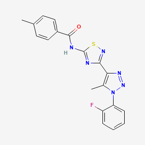 molecular formula C19H15FN6OS B11268417 N-{3-[1-(2-fluorophenyl)-5-methyl-1H-1,2,3-triazol-4-yl]-1,2,4-thiadiazol-5-yl}-4-methylbenzamide 