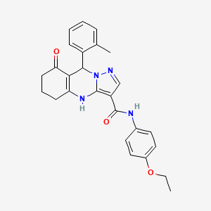 molecular formula C26H26N4O3 B11268432 N-(4-ethoxyphenyl)-9-(2-methylphenyl)-8-oxo-4,5,6,7,8,9-hexahydropyrazolo[5,1-b]quinazoline-3-carboxamide 