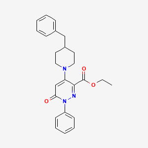 molecular formula C25H27N3O3 B11268444 Ethyl 4-(4-benzylpiperidin-1-yl)-6-oxo-1-phenyl-1,6-dihydropyridazine-3-carboxylate 