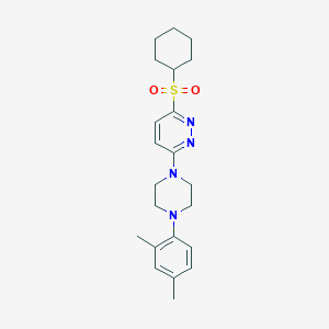 molecular formula C22H30N4O2S B11268458 3-(Cyclohexylsulfonyl)-6-(4-(2,4-dimethylphenyl)piperazin-1-yl)pyridazine 