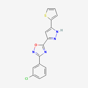 molecular formula C15H9ClN4OS B11268469 3-(3-chlorophenyl)-5-[3-(thiophen-2-yl)-1H-pyrazol-5-yl]-1,2,4-oxadiazole 