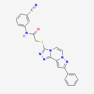 molecular formula C22H15N7OS B11268479 N-(3-Cyanophenyl)-2-[(9-phenylpyrazolo[1,5-A][1,2,4]triazolo[3,4-C]pyrazin-3-YL)sulfanyl]acetamide 