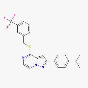 2-[4-(Propan-2-yl)phenyl]-4-{[3-(trifluoromethyl)benzyl]sulfanyl}pyrazolo[1,5-a]pyrazine