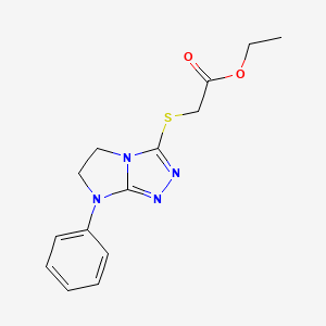 Ethyl 2-({7-phenyl-5H,6H,7H-imidazo[2,1-C][1,2,4]triazol-3-YL}sulfanyl)acetate