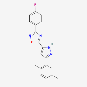 5-[3-(2,5-dimethylphenyl)-1H-pyrazol-5-yl]-3-(4-fluorophenyl)-1,2,4-oxadiazole