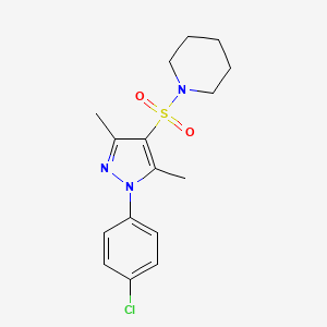 molecular formula C16H20ClN3O2S B11268552 1-{[1-(4-chlorophenyl)-3,5-dimethyl-1H-pyrazol-4-yl]sulfonyl}piperidine 