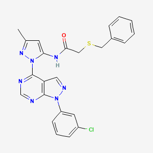 molecular formula C24H20ClN7OS B11268582 2-(benzylsulfanyl)-N-{1-[1-(3-chlorophenyl)-1H-pyrazolo[3,4-d]pyrimidin-4-yl]-3-methyl-1H-pyrazol-5-yl}acetamide 