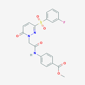 molecular formula C20H16FN3O6S B11268590 methyl 4-[({3-[(3-fluorophenyl)sulfonyl]-6-oxopyridazin-1(6H)-yl}acetyl)amino]benzoate 