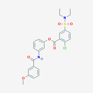 molecular formula C25H25ClN2O6S B11268596 3-{[(3-Methoxyphenyl)carbonyl]amino}phenyl 2-chloro-5-(diethylsulfamoyl)benzoate 