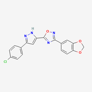 3-(1,3-benzodioxol-5-yl)-5-[3-(4-chlorophenyl)-1H-pyrazol-5-yl]-1,2,4-oxadiazole