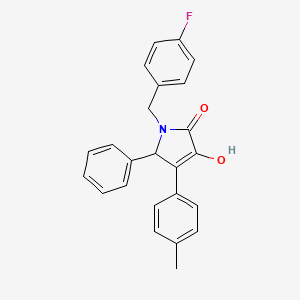 molecular formula C24H20FNO2 B11268610 1-(4-fluorobenzyl)-3-hydroxy-4-(4-methylphenyl)-5-phenyl-1,5-dihydro-2H-pyrrol-2-one 