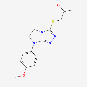 molecular formula C14H16N4O2S B11268624 1-{[7-(4-Methoxyphenyl)-5H,6H,7H-imidazo[2,1-C][1,2,4]triazol-3-YL]sulfanyl}propan-2-one 