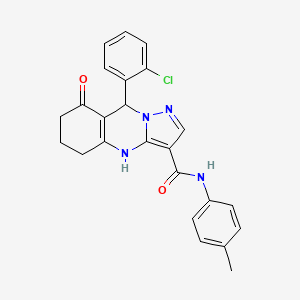 molecular formula C24H21ClN4O2 B11268632 9-(2-chlorophenyl)-N-(4-methylphenyl)-8-oxo-4,5,6,7,8,9-hexahydropyrazolo[5,1-b]quinazoline-3-carboxamide 