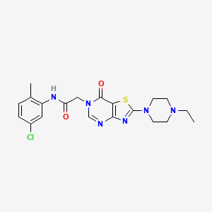 molecular formula C20H23ClN6O2S B11268642 N-(5-chloro-2-methylphenyl)-2-[2-(4-ethylpiperazin-1-yl)-7-oxo[1,3]thiazolo[4,5-d]pyrimidin-6(7H)-yl]acetamide 