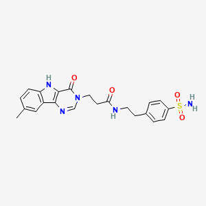 molecular formula C22H23N5O4S B11268650 3-(8-methyl-4-oxo-4,5-dihydro-3H-pyrimido[5,4-b]indol-3-yl)-N-[2-(4-sulfamoylphenyl)ethyl]propanamide 