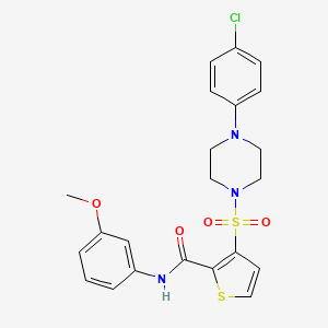 molecular formula C22H22ClN3O4S2 B11268655 3-{[4-(4-chlorophenyl)piperazin-1-yl]sulfonyl}-N-(3-methoxyphenyl)thiophene-2-carboxamide 