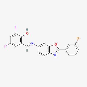 2-[(E)-{[2-(3-bromophenyl)-1,3-benzoxazol-6-yl]imino}methyl]-4,6-diiodophenol