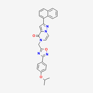 molecular formula C28H23N5O3 B11268728 5-((3-(4-isopropoxyphenyl)-1,2,4-oxadiazol-5-yl)methyl)-2-(naphthalen-1-yl)pyrazolo[1,5-a]pyrazin-4(5H)-one 