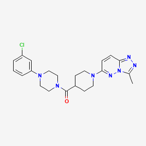 molecular formula C22H26ClN7O B11268736 6-(4-{[4-(3-Chlorophenyl)piperazin-1-yl]carbonyl}piperidin-1-yl)-3-methyl[1,2,4]triazolo[4,3-b]pyridazine 