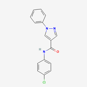 molecular formula C16H12ClN3O B11268737 N-(4-chlorophenyl)-1-phenyl-1H-pyrazole-4-carboxamide CAS No. 1132816-79-5