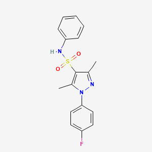 molecular formula C17H16FN3O2S B11268739 1-(4-fluorophenyl)-3,5-dimethyl-N-phenyl-1H-pyrazole-4-sulfonamide 