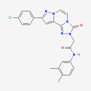 molecular formula C23H19ClN6O2 B11268740 2-[11-(4-chlorophenyl)-5-oxo-3,4,6,9,10-pentazatricyclo[7.3.0.02,6]dodeca-1(12),2,7,10-tetraen-4-yl]-N-(3,4-dimethylphenyl)acetamide 