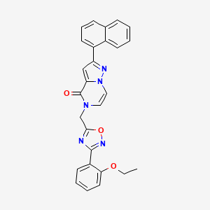 molecular formula C27H21N5O3 B11268755 5-((3-(2-ethoxyphenyl)-1,2,4-oxadiazol-5-yl)methyl)-2-(naphthalen-1-yl)pyrazolo[1,5-a]pyrazin-4(5H)-one 