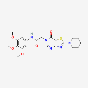 molecular formula C21H25N5O5S B11268765 2-[7-oxo-2-(piperidin-1-yl)[1,3]thiazolo[4,5-d]pyrimidin-6(7H)-yl]-N-(3,4,5-trimethoxyphenyl)acetamide 