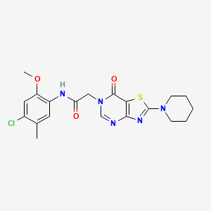 molecular formula C20H22ClN5O3S B11268771 N-(4-chloro-2-methoxy-5-methylphenyl)-2-[7-oxo-2-(piperidin-1-yl)[1,3]thiazolo[4,5-d]pyrimidin-6(7H)-yl]acetamide 