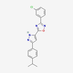 molecular formula C20H17ClN4O B11268784 3-(3-chlorophenyl)-5-{3-[4-(propan-2-yl)phenyl]-1H-pyrazol-5-yl}-1,2,4-oxadiazole 