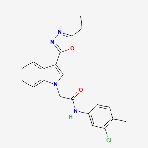 molecular formula C21H19ClN4O2 B11268786 N-(3-chloro-4-methylphenyl)-2-[3-(5-ethyl-1,3,4-oxadiazol-2-yl)-1H-indol-1-yl]acetamide 