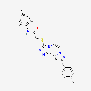 molecular formula C25H24N6OS B11268814 N-mesityl-2-((9-(p-tolyl)pyrazolo[1,5-a][1,2,4]triazolo[3,4-c]pyrazin-3-yl)thio)acetamide 