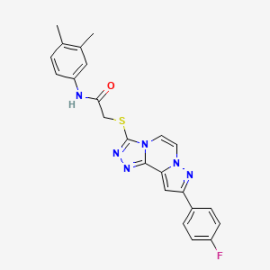 molecular formula C23H19FN6OS B11268846 N-(3,4-dimethylphenyl)-2-((9-(4-fluorophenyl)pyrazolo[1,5-a][1,2,4]triazolo[3,4-c]pyrazin-3-yl)thio)acetamide 