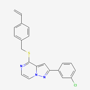 2-(3-Chlorophenyl)-4-[(4-ethenylbenzyl)sulfanyl]pyrazolo[1,5-a]pyrazine