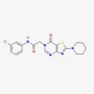 molecular formula C18H18ClN5O2S B11268881 N-(3-chlorophenyl)-2-[7-oxo-2-(piperidin-1-yl)[1,3]thiazolo[4,5-d]pyrimidin-6(7H)-yl]acetamide 