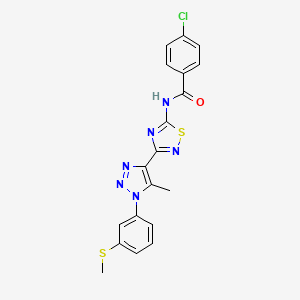 4-chloro-N-(3-{5-methyl-1-[3-(methylsulfanyl)phenyl]-1H-1,2,3-triazol-4-yl}-1,2,4-thiadiazol-5-yl)benzamide