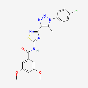 molecular formula C20H17ClN6O3S B11268899 N-{3-[1-(4-chlorophenyl)-5-methyl-1H-1,2,3-triazol-4-yl]-1,2,4-thiadiazol-5-yl}-3,5-dimethoxybenzamide 