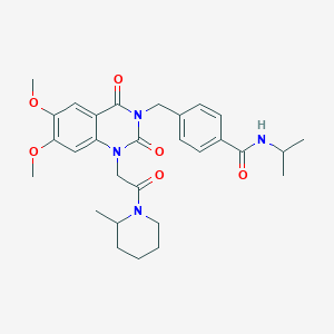 molecular formula C29H36N4O6 B11268959 4-((6,7-dimethoxy-1-(2-(2-methylpiperidin-1-yl)-2-oxoethyl)-2,4-dioxo-1,2-dihydroquinazolin-3(4H)-yl)methyl)-N-isopropylbenzamide 