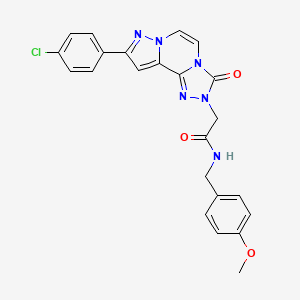 molecular formula C23H19ClN6O3 B11268993 2-[11-(4-chlorophenyl)-5-oxo-3,4,6,9,10-pentazatricyclo[7.3.0.02,6]dodeca-1(12),2,7,10-tetraen-4-yl]-N-[(4-methoxyphenyl)methyl]acetamide 