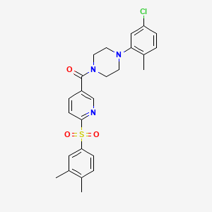 molecular formula C25H26ClN3O3S B11269008 [4-(5-Chloro-2-methylphenyl)piperazin-1-yl]{6-[(3,4-dimethylphenyl)sulfonyl]pyridin-3-yl}methanone 