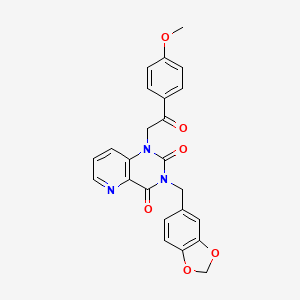 molecular formula C24H19N3O6 B11269037 3-(benzo[d][1,3]dioxol-5-ylmethyl)-1-(2-(4-methoxyphenyl)-2-oxoethyl)pyrido[3,2-d]pyrimidine-2,4(1H,3H)-dione 