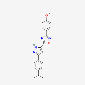 molecular formula C22H22N4O2 B11269071 3-(4-ethoxyphenyl)-5-{3-[4-(propan-2-yl)phenyl]-1H-pyrazol-5-yl}-1,2,4-oxadiazole 