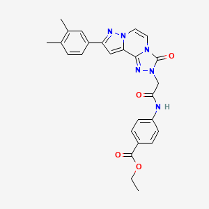 molecular formula C26H24N6O4 B11269081 ethyl 4-[[2-[11-(3,4-dimethylphenyl)-5-oxo-3,4,6,9,10-pentazatricyclo[7.3.0.02,6]dodeca-1(12),2,7,10-tetraen-4-yl]acetyl]amino]benzoate 